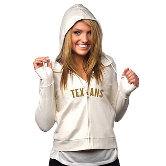 All-Sport Couture Womens NFL Houston Texans Cream Play Action Hoodie New - Picture 1 of 9